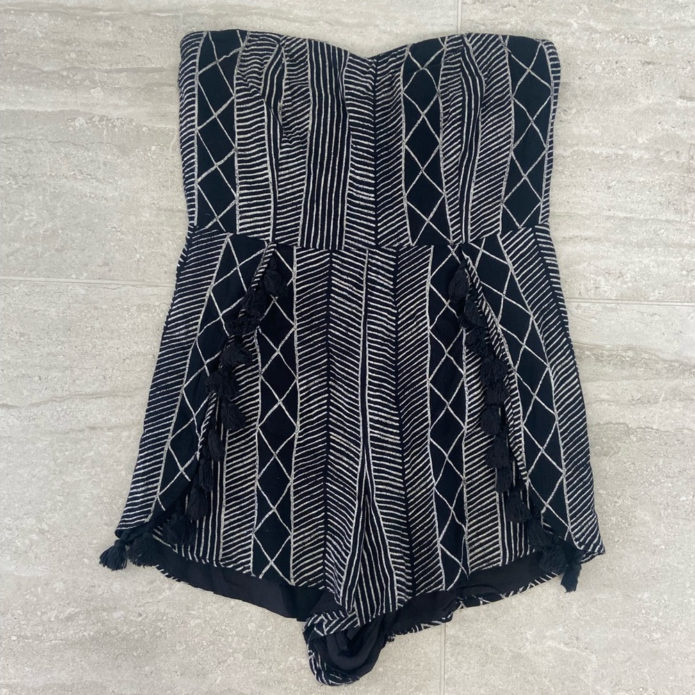 Black & white tassel romper